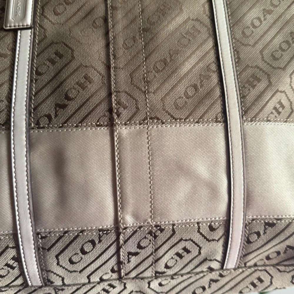 Coach Signature Lozenge Tote Shoulder Bag EUC